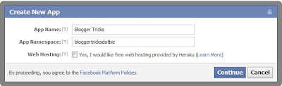 create a new app in facebook