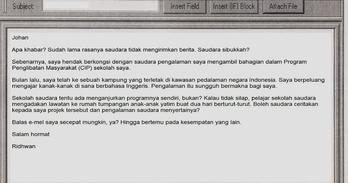 Bahasaku Nan Indah Karangan Emel Tidak Rasmi
