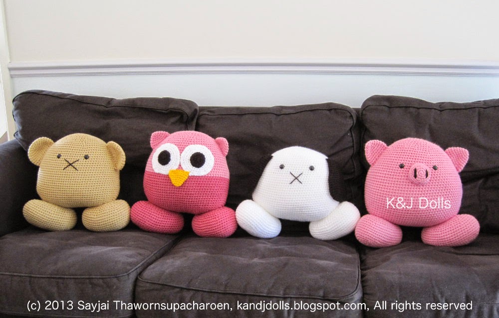 Pillow Pals Sayjai Amigurumi Crochet Patterns K and J Dolls / K and