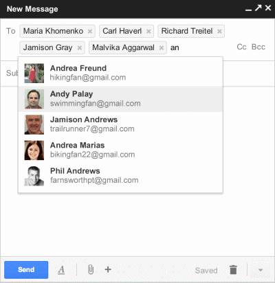 Gmail's Interface Composing Messages