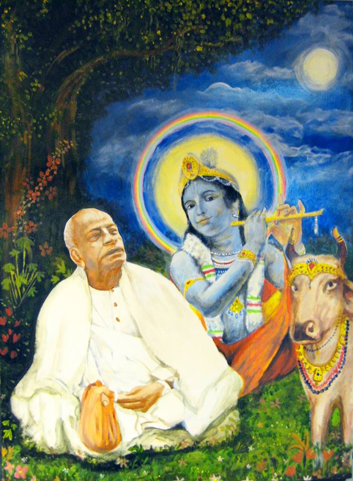 A portrait of Prabhupada.