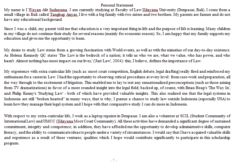 Scholarship essay personal statement