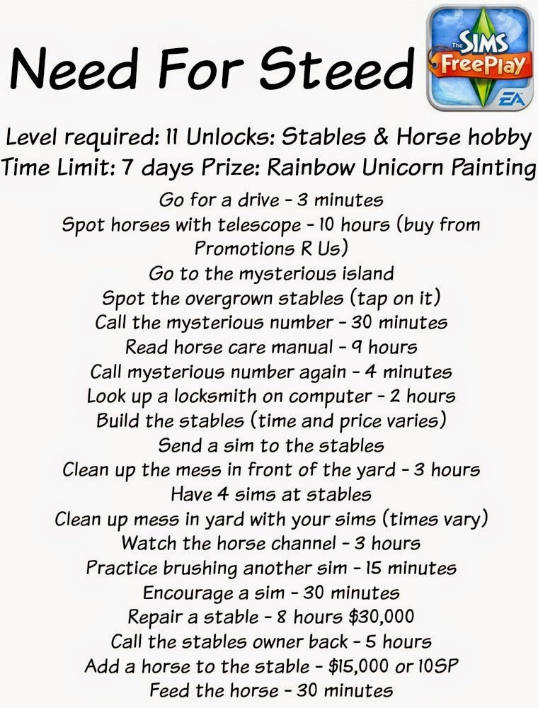 Sims Freeplay Need For Steed Quest Greenoid Gemzicle