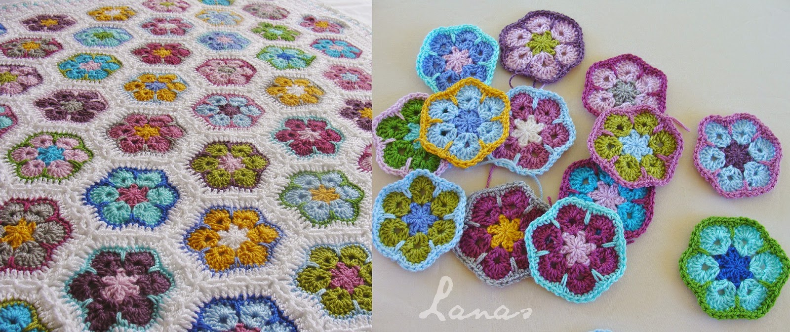 Lanas de Ana Blanket African Flowers