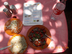 "Chicken 65" with "Fried jeera rice" at "Minaz Chinese restaurant" in Moti Daman