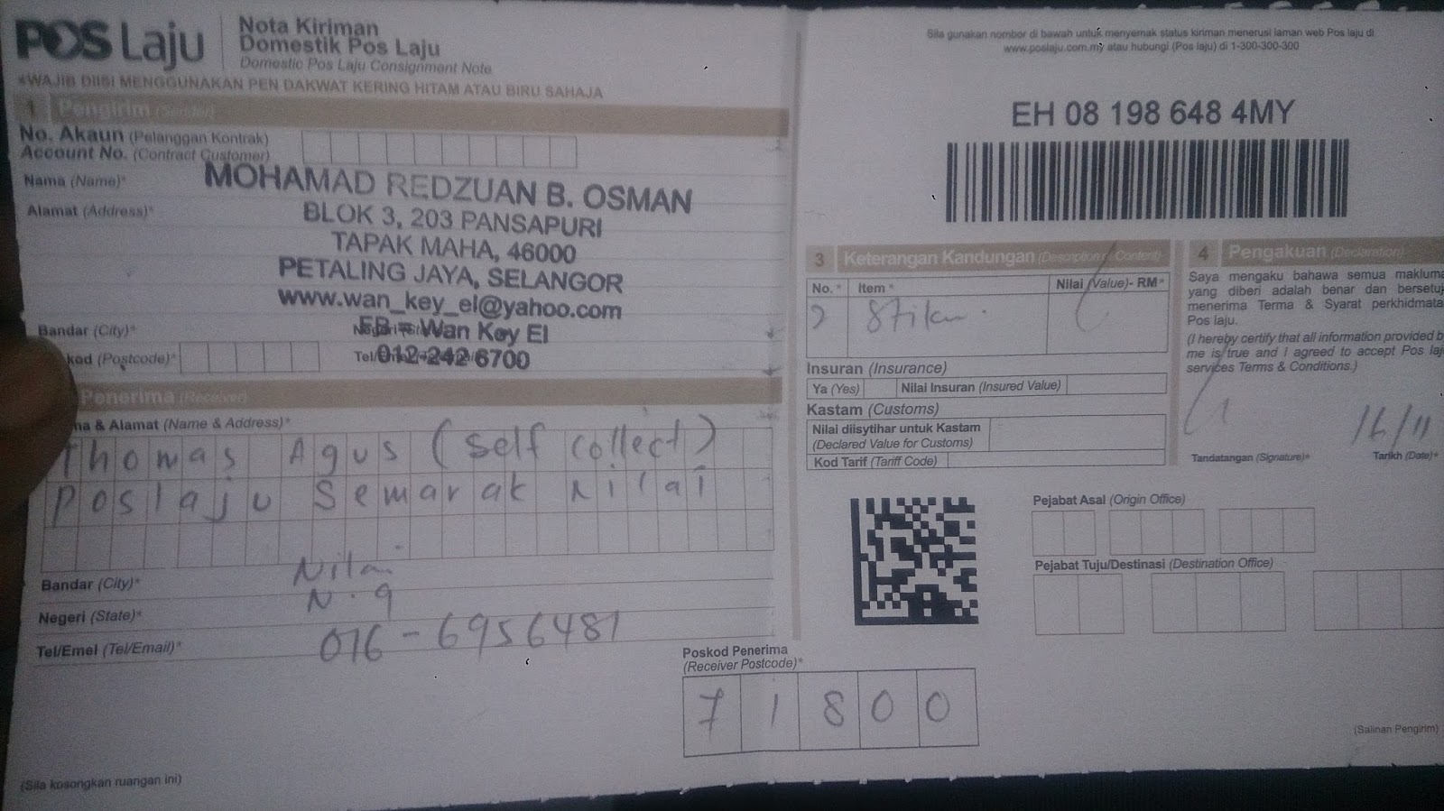 Delivery Services Domestic Pos Malaysia