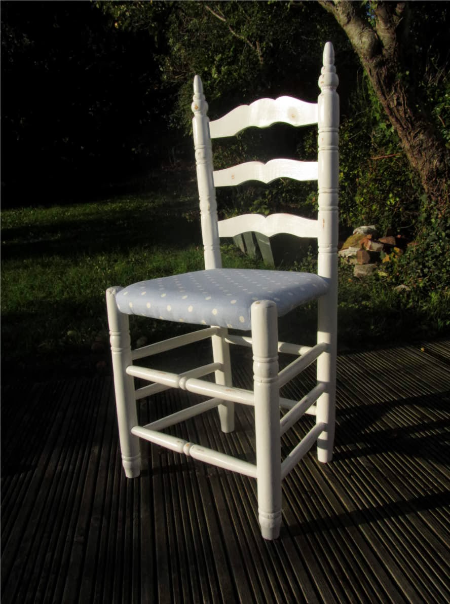 Clare Willcocks Shabby chic chairs with polkadot seats renovation