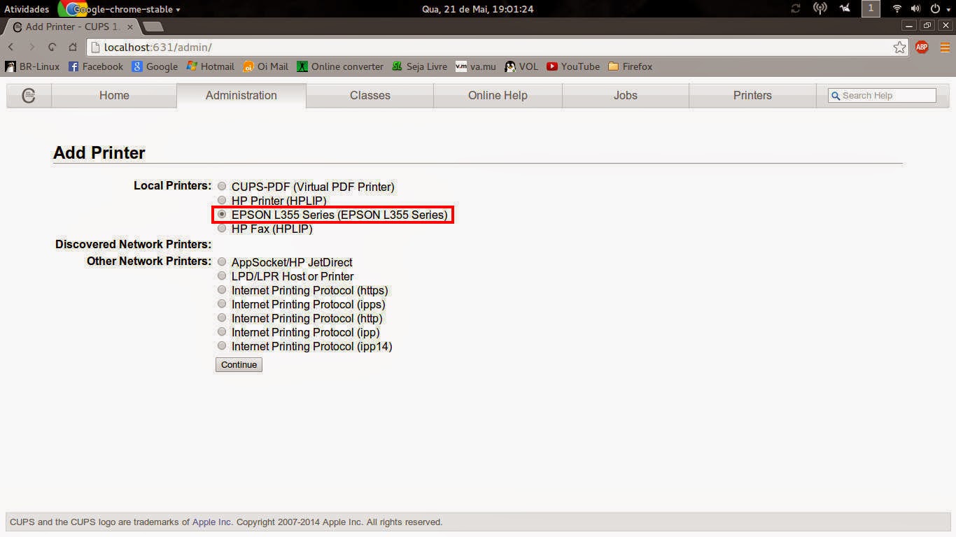 Instalando o scanner e a impressora epson L355 no linux