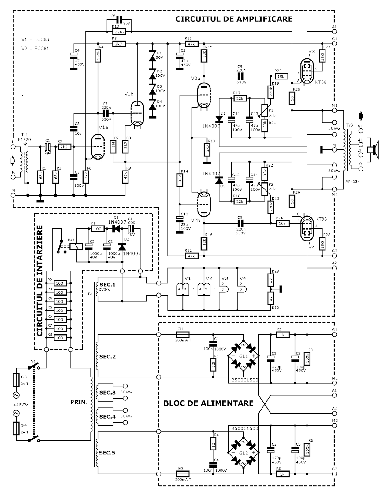 Amplificator Audio Cu Lampi Kt88 Valve Power Amplifier Scheme Electrice