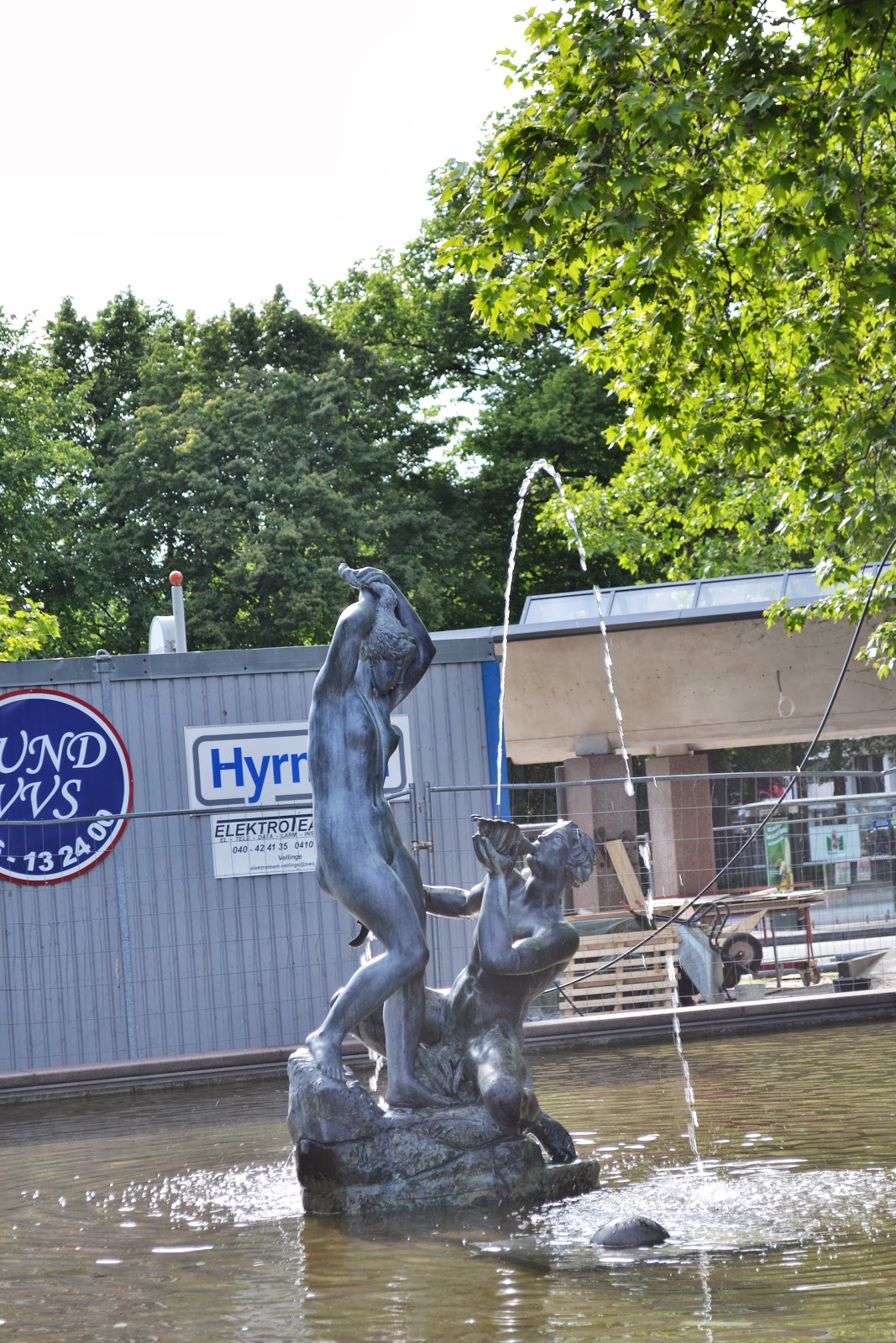 Beautiful water fountain and sculpture , malmo