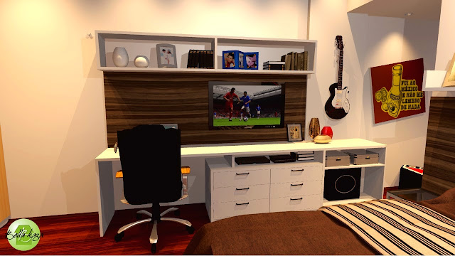 Quarto de Solteiro Masculino com Móveis Sob Medida Quarto de Solteiro Masculino com Móveis Sob Medida