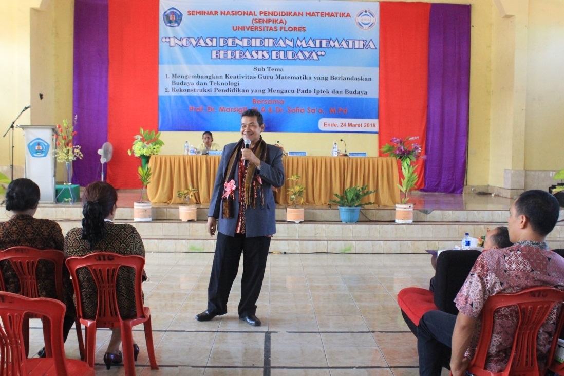 As Keynote Speaker in National Seminar of Math Educ in University of FLORES, March 2018