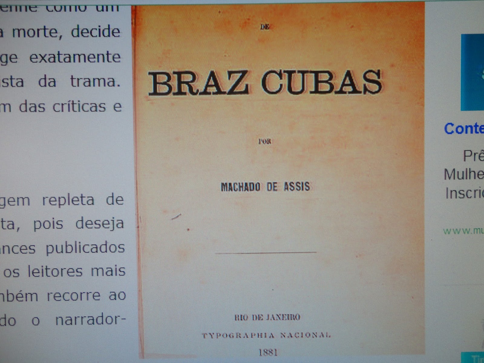 blog do pedro eloi Memórias Póstumas de Brás Cubas. Machado de Assis.