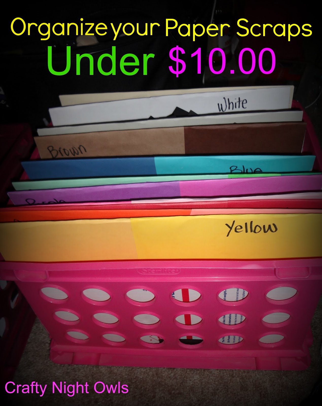 Crafty Night Owls Paper Scraps Organized