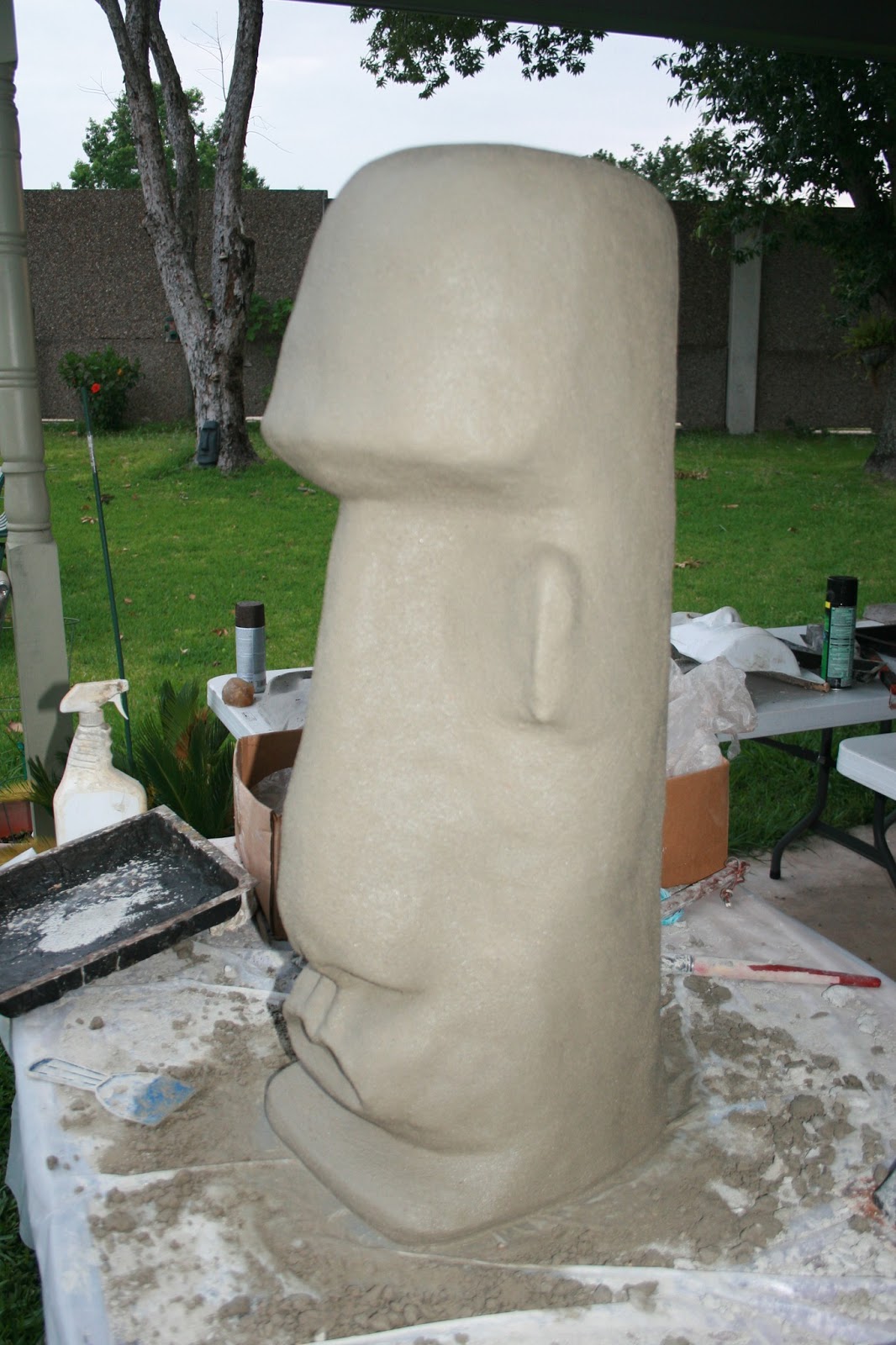 Oh, No!! That did NOT happen!! Easter Island Head Cement Sculpture