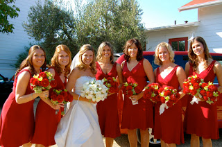 red maternity bridesmaid dress