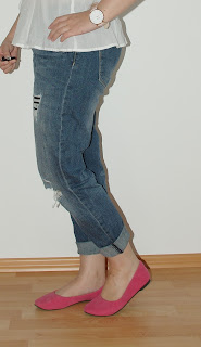 [Fashion] How to Style a Boyfriend Jeans - White Blouse, Blazer & Pink Shoes!