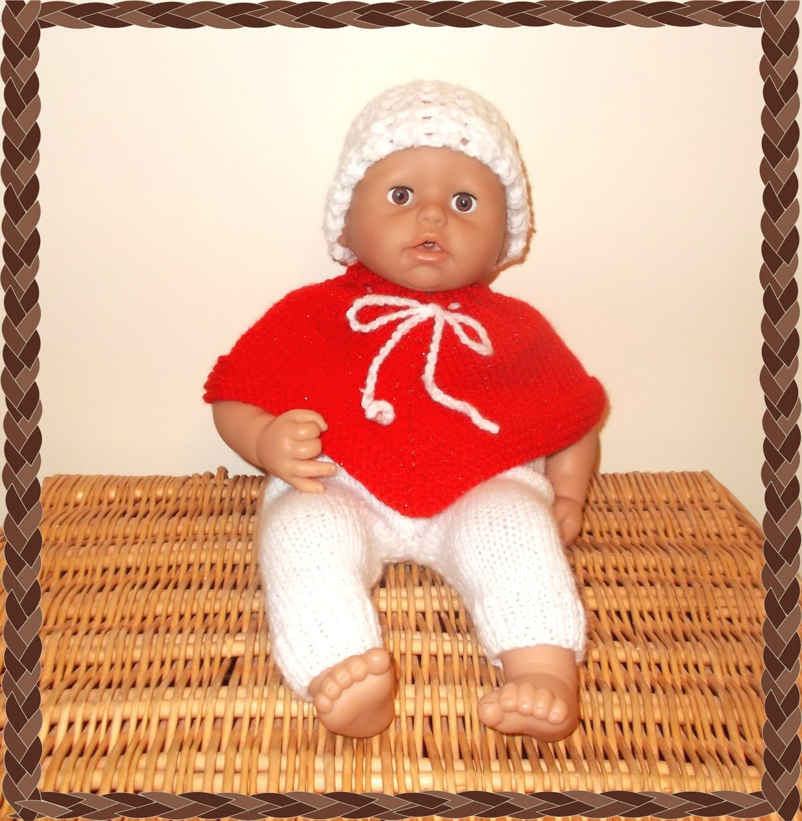 Marianna's Lazy Daisy Days Knit Poncho for a Baby Doll