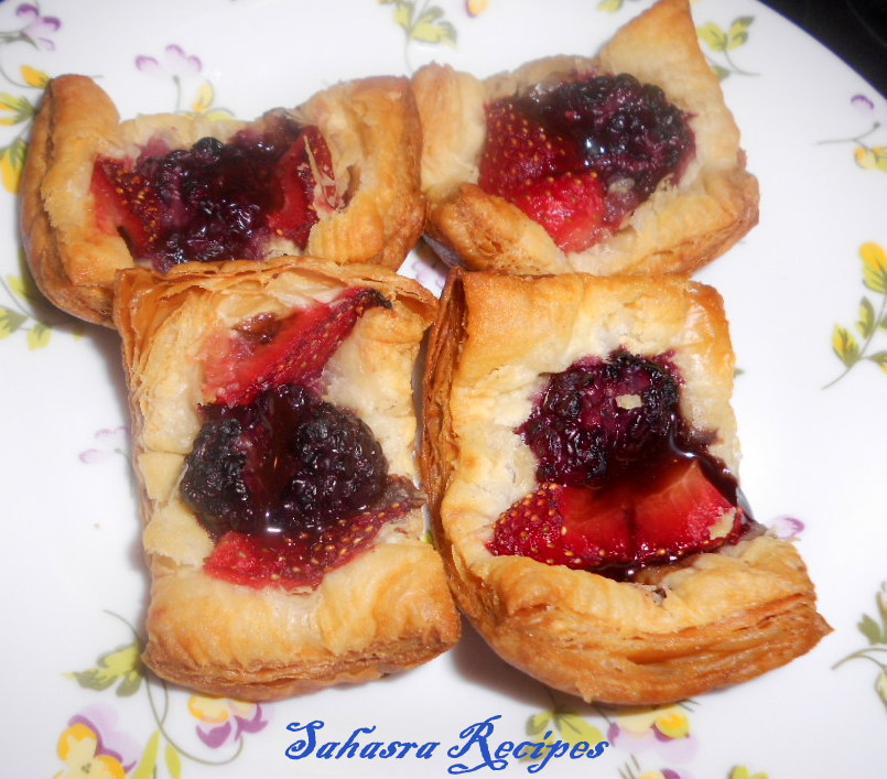 Sahasra Recipes Pastry cups with Fruits