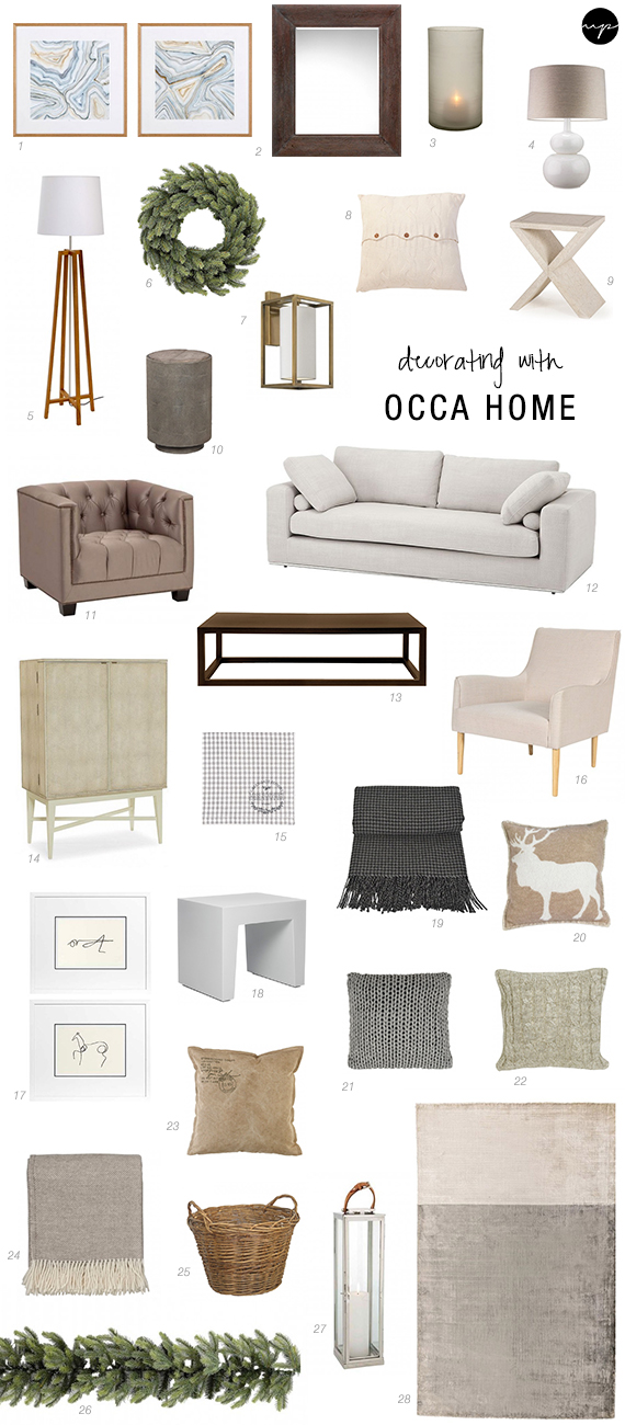 Holidays with OCCA HOME shopping list