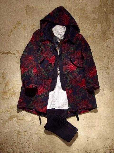 FWK by Engineered Garments Highland Parka in Dk.Navy/Red Wool Floral Jacquard Fall/Winter 2014 SUNRISE MARKET