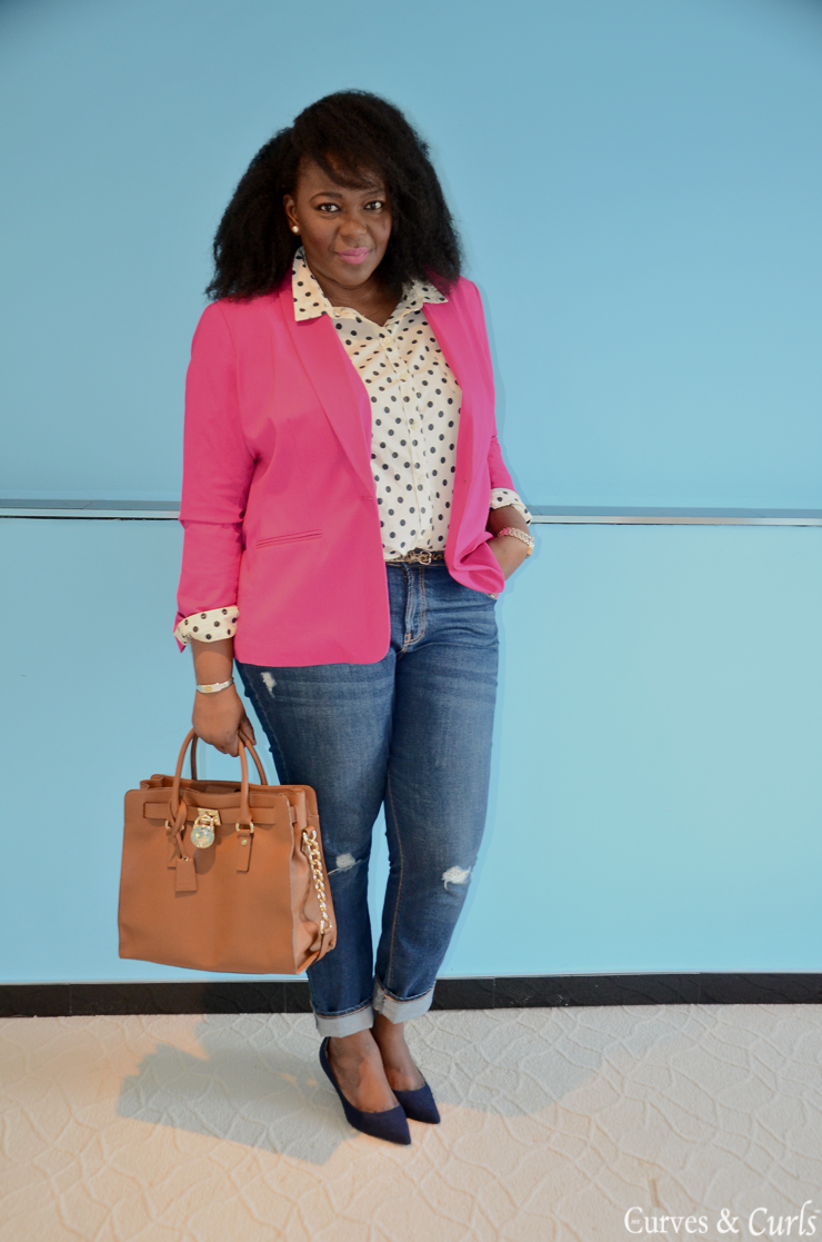 5 ways to wear a polka dot blouse #closetremix #plussize #curves #mycurvesandcurls