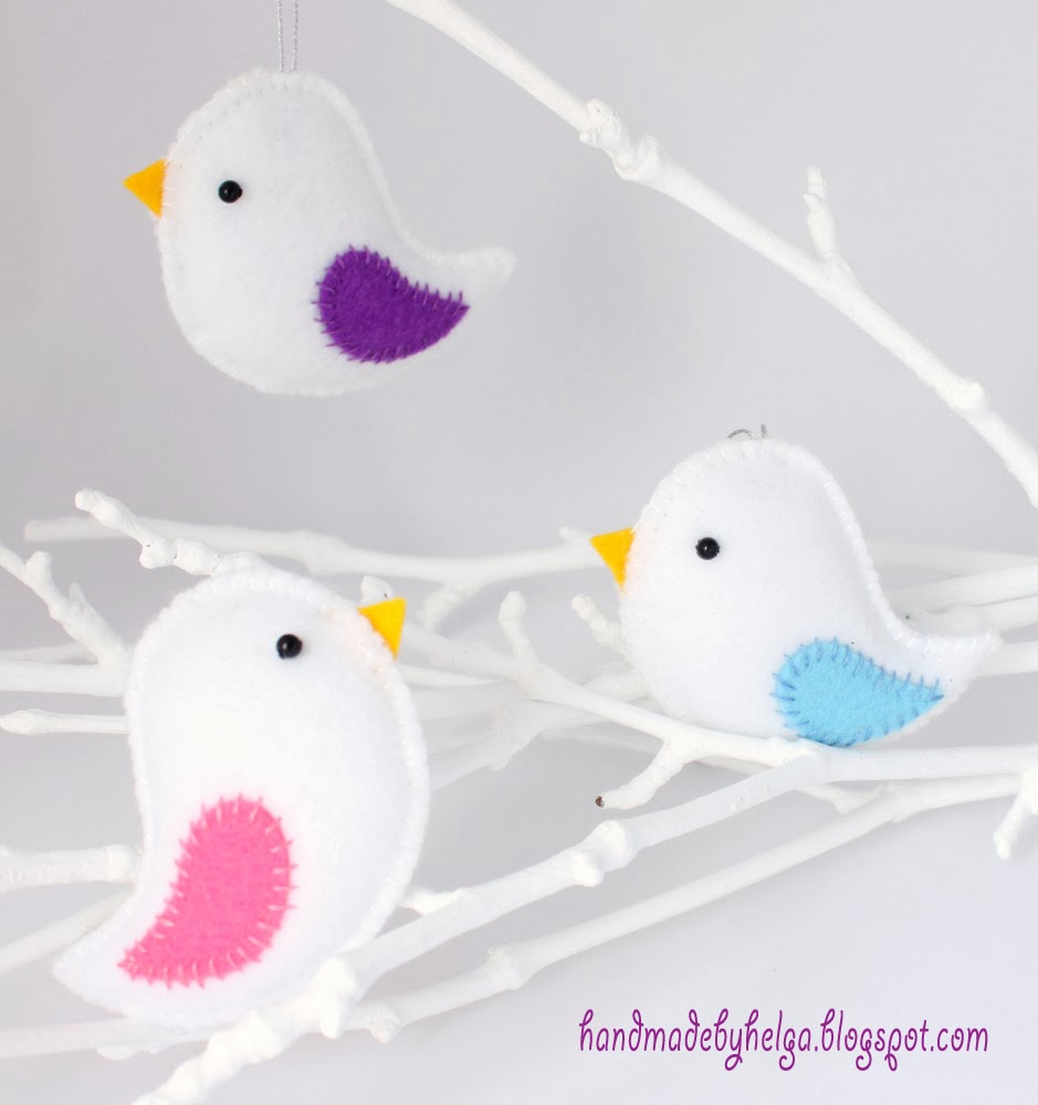 Handmade by Helga Felt Bird Ornaments