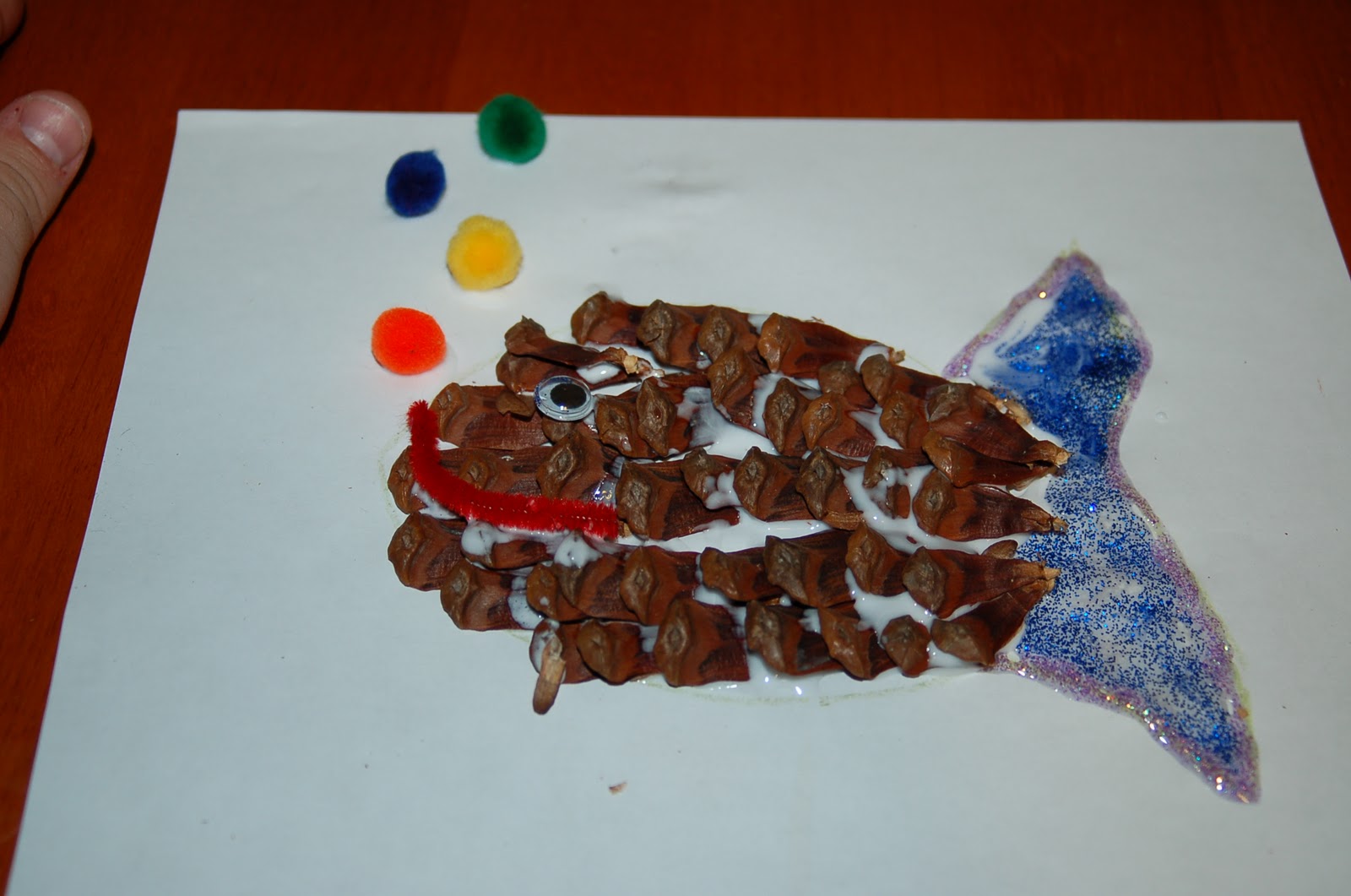 Pine Cone Fish Craft for Kids Great to go with & The Rainbow Fish!