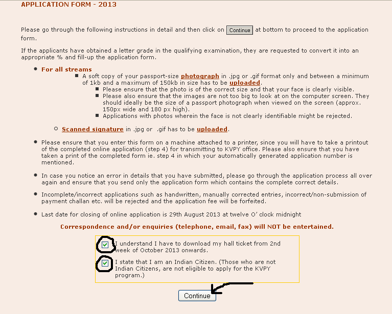 How to fill application form of KVPY 2013?