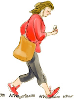 Dangerous walking with mobile phone is a gesture drawing by Artmagenta