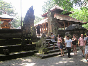 Tourists in "Sacred monkey forest" of Ubud.