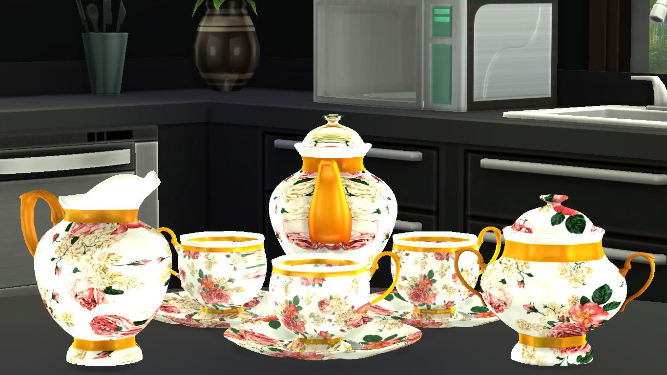 Sims 4 Custom Content Download Classic Themed Functional Tea Set