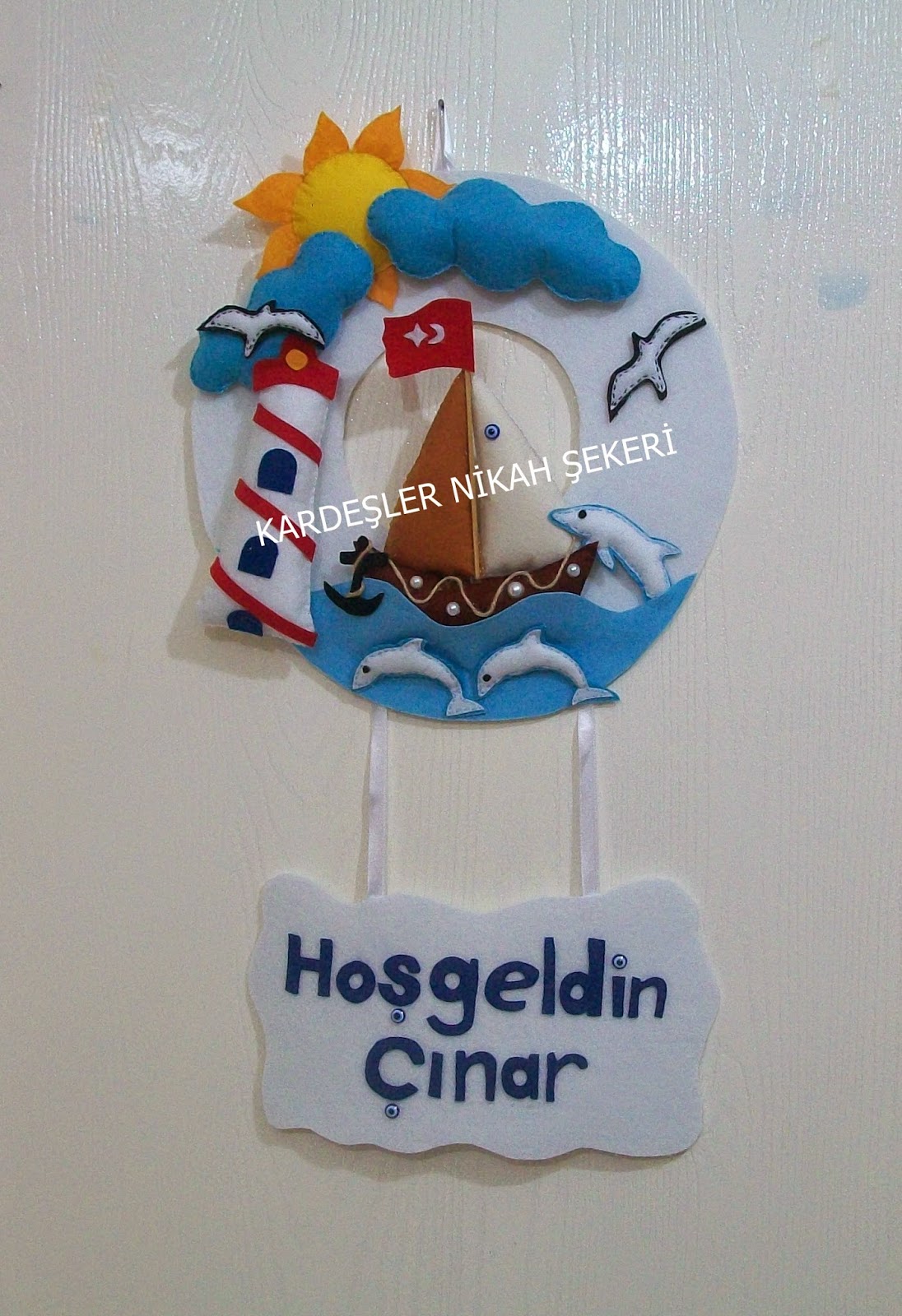 Kardeşler nikah Şekeri. Keçe denizci kapı süsü (Çınar)