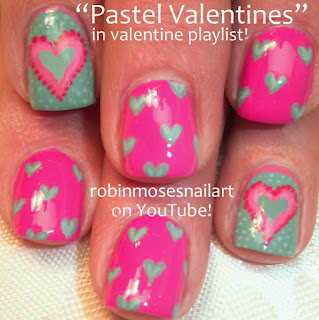 Pink and Teal Country valentine nails, Valentine nail art, nail art for vday, cute vday art, 