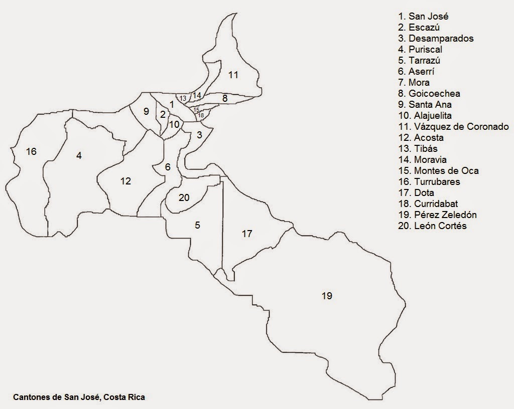 Mapas De San Jose Provincia N 1 De Costa Rica