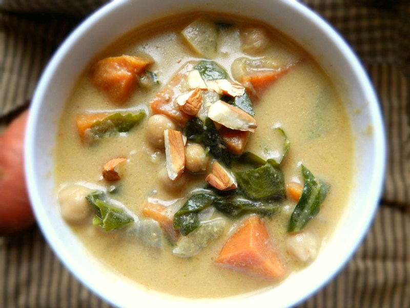 Kale Eats Almond, Sweet Potato, Chickpea and Greens Soup