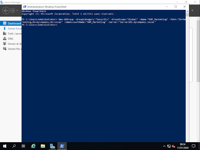 Windows Server 2019, Creare un gruppo in Active Directory tramite PowerShell Windows Server 2019, Creare un gruppo in Active Directory tramite PowerShell