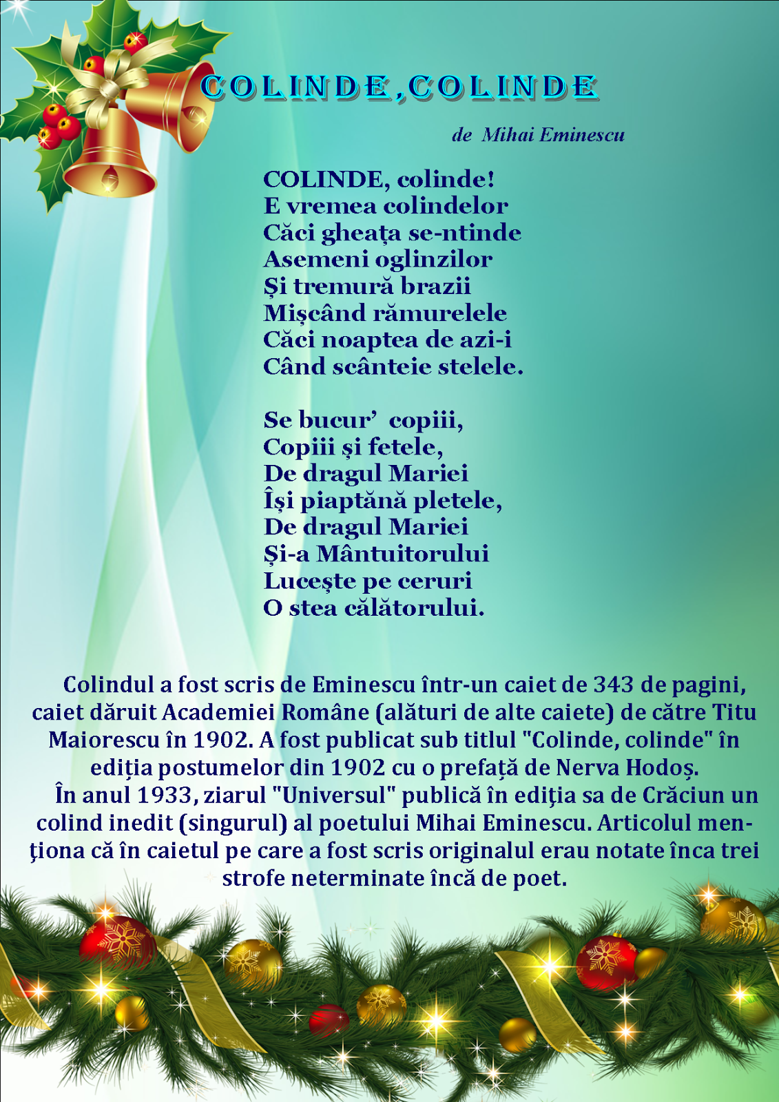 Centrul Academic Internaţional Eminescu Colinde Colinde