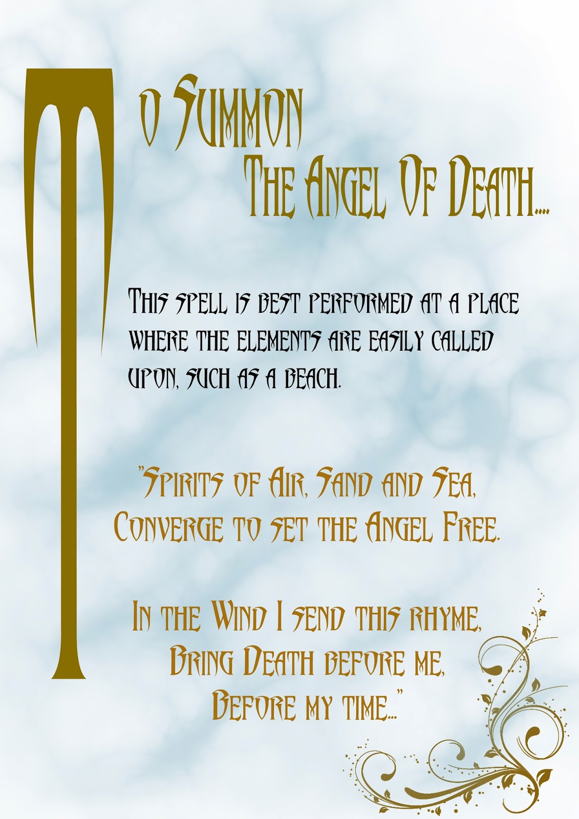 Book Of Shadows Pages To Summon The Angel of Death