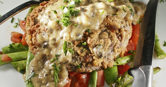 The Chubby Vegetarian: Chicken-Fried Portobello + Mushroom & Shallot Gravy