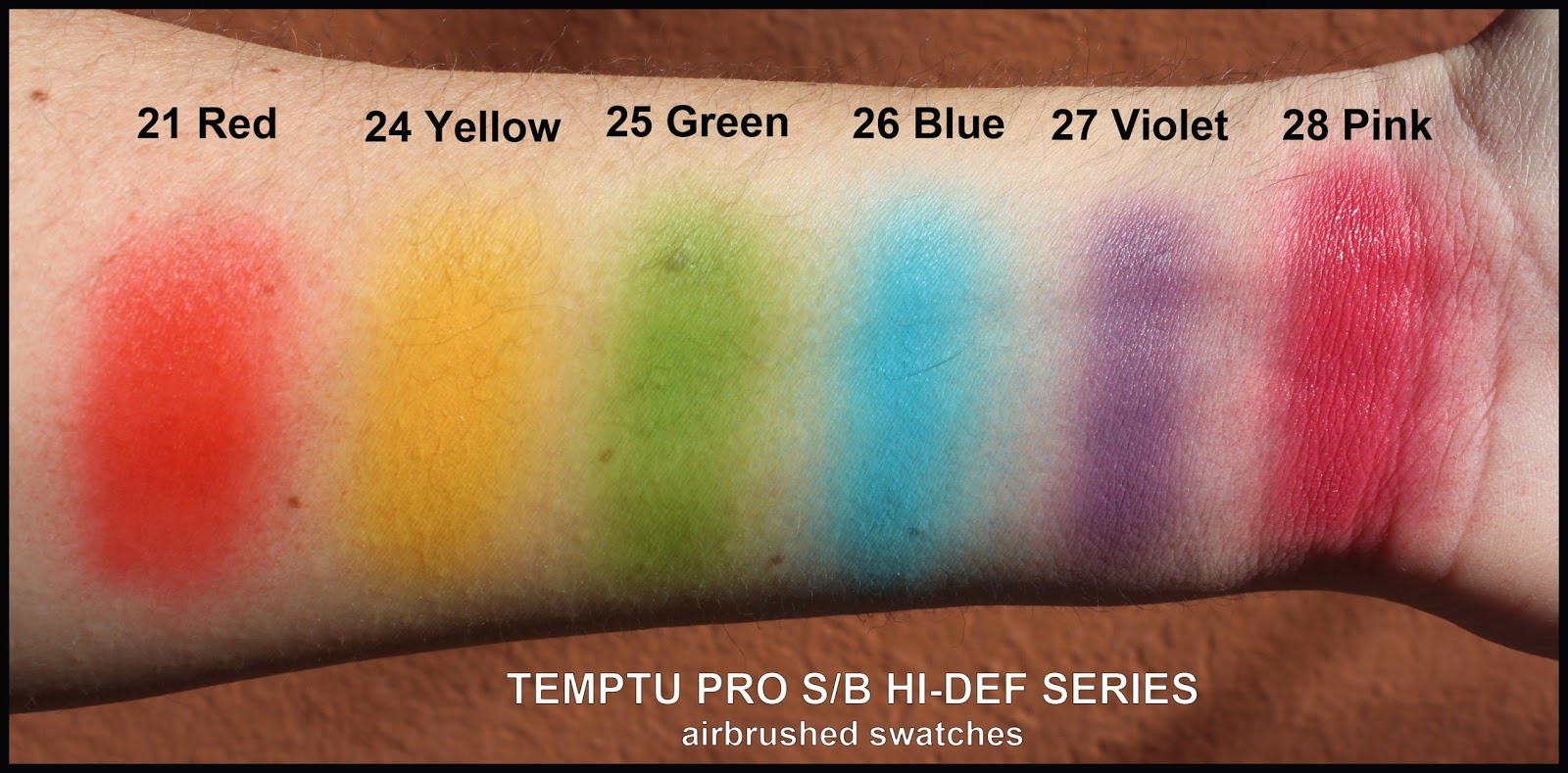 The Airbrush Makeup Guru TEMPTU PRO S/B 37 STARTER PACK SWATCHES AND