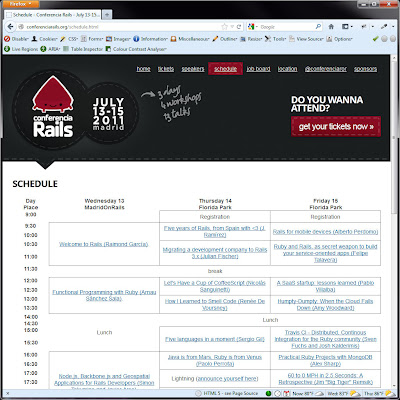 Screen shot of http://conferenciarails.org/schedule.html.