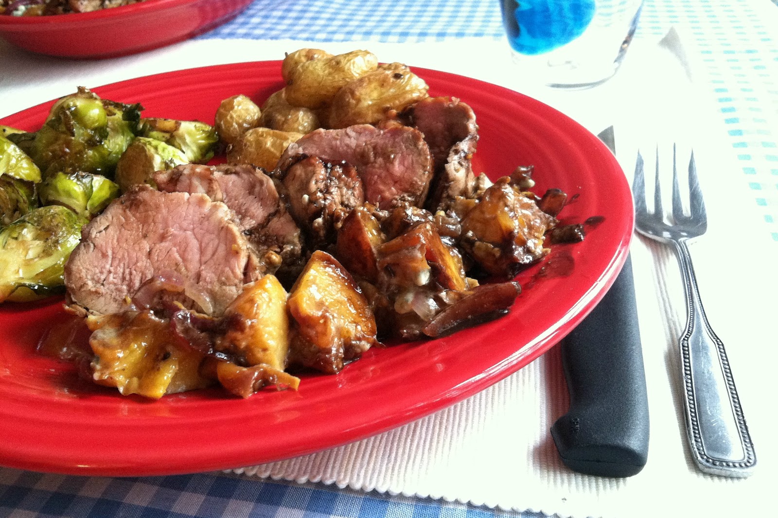 The Spatularettes Marinated Pork Tenderloin with Fresh Peach Topping