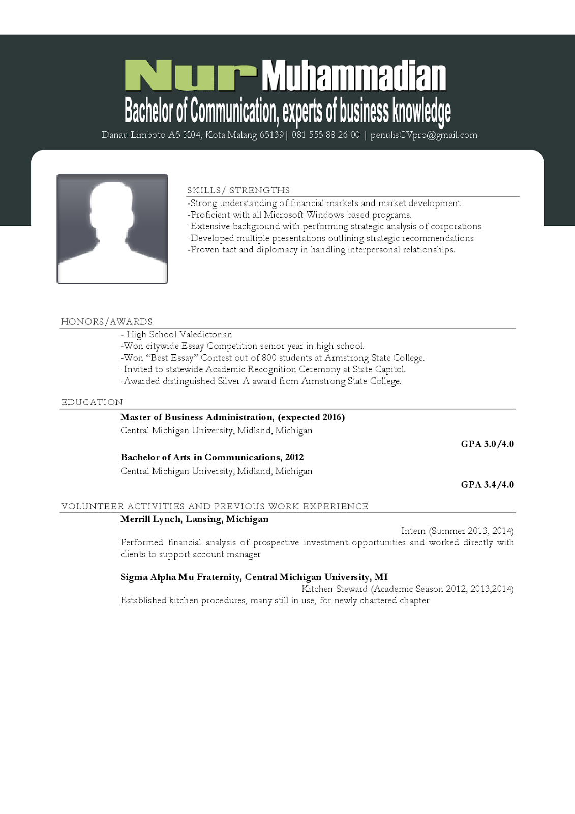 Fresh graduate cv sample pdf image