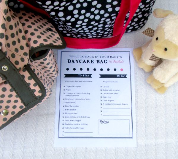 Laura's Plans What to pack in your baby's daycare bag A free