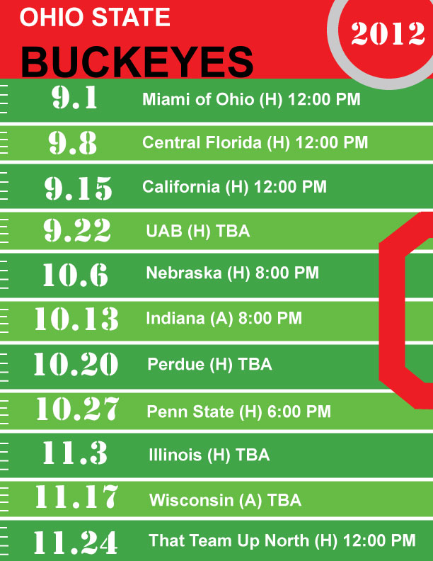 Delena Ciamacco The Real Estate Expert Ohio State Buckeyes 2012 Football Schedule