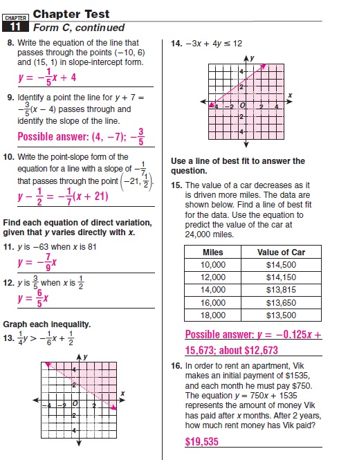 Mcdougal Littell Algebra 2 Chapter 11 Test Answers mcdougal littell algebra 1 math book