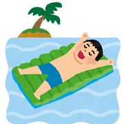 フロートマットに寝ながら海に浮かぶ人のイラスト