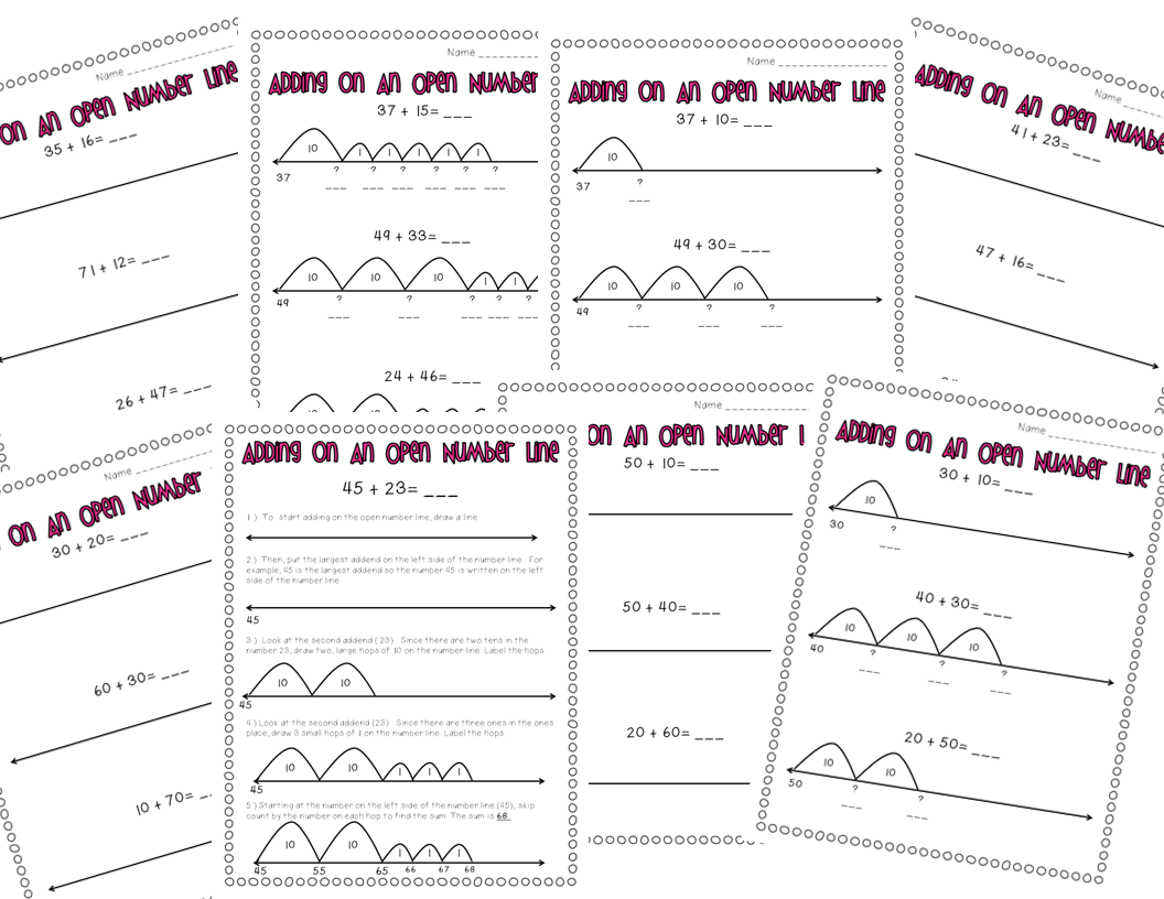 Worksheet Adding Using A Number Line strategies for addition freebie mandys tips teachers the pages gradual teach adding with open number line using multiples of 10 nad then moving on to regrouping