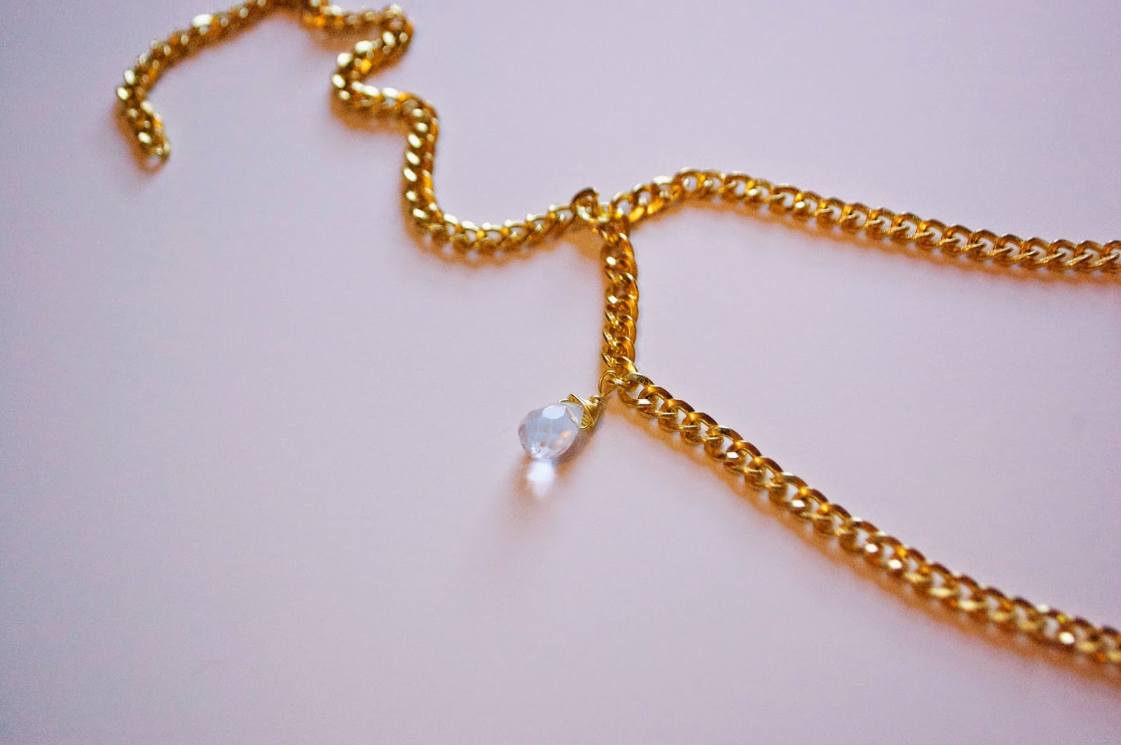DIY Gold Crystal Drop Necklace My Girlish Whims